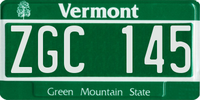 VT license plate ZGC145
