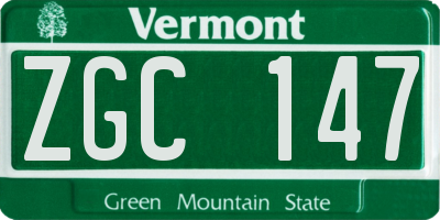 VT license plate ZGC147