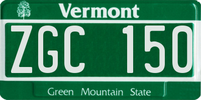 VT license plate ZGC150