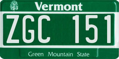 VT license plate ZGC151