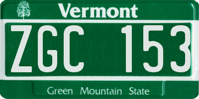 VT license plate ZGC153