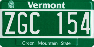 VT license plate ZGC154