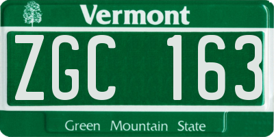 VT license plate ZGC163