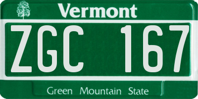 VT license plate ZGC167