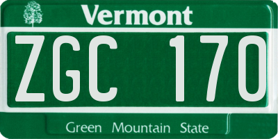 VT license plate ZGC170