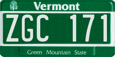 VT license plate ZGC171
