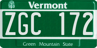VT license plate ZGC172