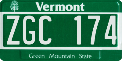 VT license plate ZGC174