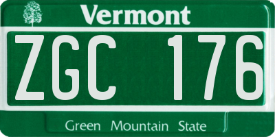 VT license plate ZGC176