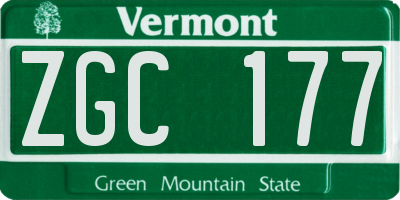 VT license plate ZGC177