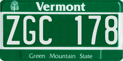 VT license plate ZGC178