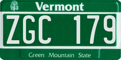 VT license plate ZGC179