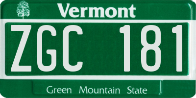 VT license plate ZGC181