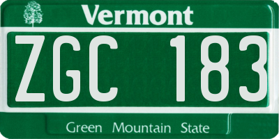 VT license plate ZGC183