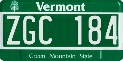 VT license plate ZGC184