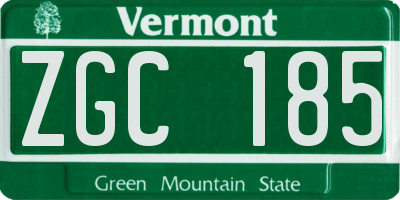 VT license plate ZGC185