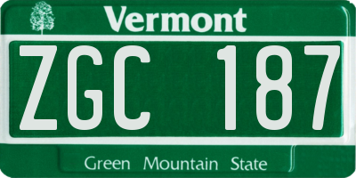 VT license plate ZGC187