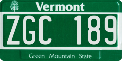 VT license plate ZGC189