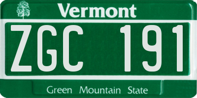 VT license plate ZGC191