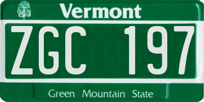 VT license plate ZGC197