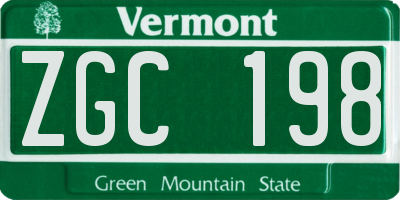 VT license plate ZGC198
