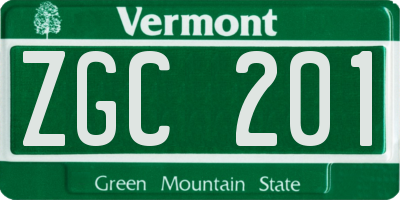 VT license plate ZGC201