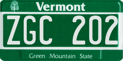VT license plate ZGC202
