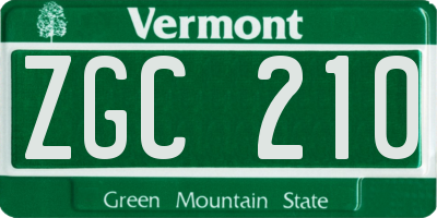 VT license plate ZGC210
