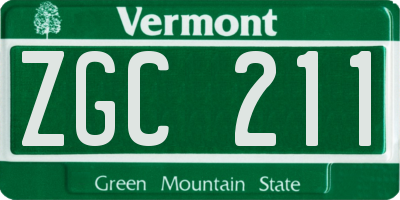 VT license plate ZGC211