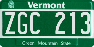 VT license plate ZGC213