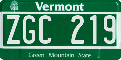 VT license plate ZGC219