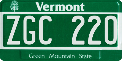 VT license plate ZGC220