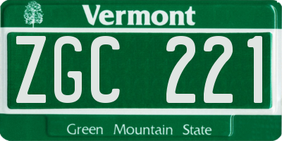 VT license plate ZGC221
