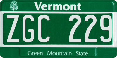 VT license plate ZGC229
