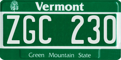 VT license plate ZGC230