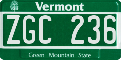 VT license plate ZGC236