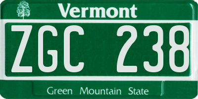 VT license plate ZGC238