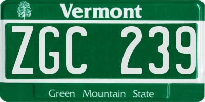 VT license plate ZGC239