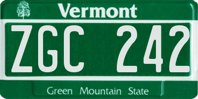 VT license plate ZGC242
