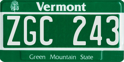 VT license plate ZGC243