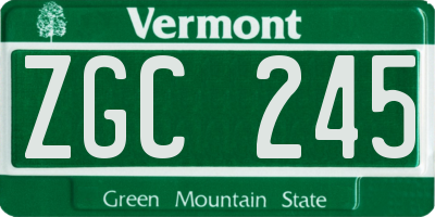 VT license plate ZGC245