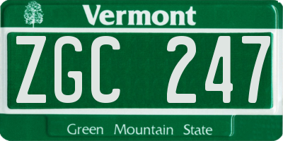 VT license plate ZGC247