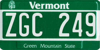 VT license plate ZGC249
