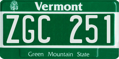 VT license plate ZGC251