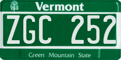 VT license plate ZGC252