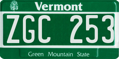 VT license plate ZGC253