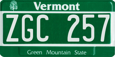 VT license plate ZGC257