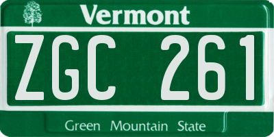 VT license plate ZGC261