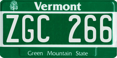 VT license plate ZGC266