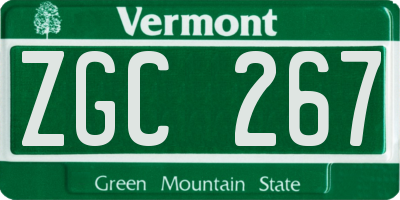 VT license plate ZGC267